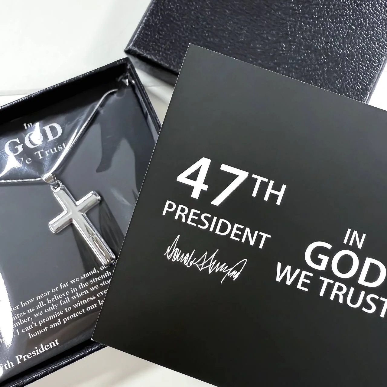 Sterling Silver 47th President “In God We Trust” Cross Necklace - Image 4